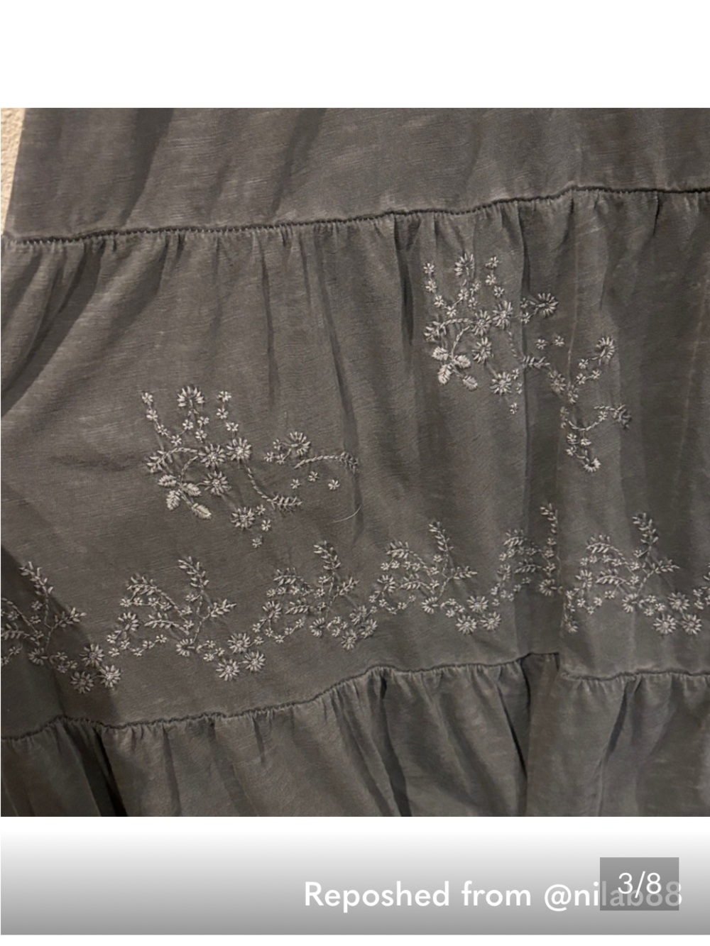 Lucky Brand Charcoal Gray Smocked Tiered Maxi Dress - Picture 4 of 4